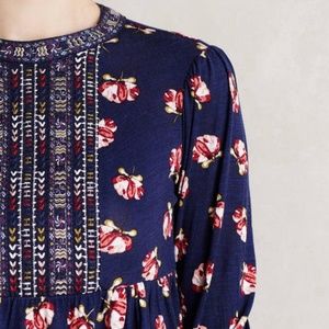 Anthropologie One September Navy Marlee Blouse